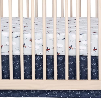 Product: Sammy & Lou Adventure Awaits Air Traveler Breathable 3-Piece Baby Nursery Crib Bedding Set, Includes Quilt, Fitted Crib Sheet, and Crib Skirt