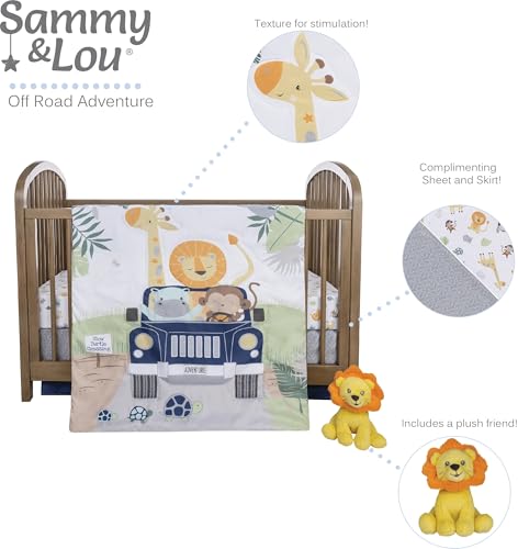 Baby Boy Crib Bedding Set, Sammy & Lou Off Road Adventure Quilt Fitted Sheet Crib Skirt Plush Toy, 9in 1 Product: Sammy & Lou Off Road Adventure 4-Piece Baby Nursery Crib Bedding Set for Boys, Includes Quilt, Fitted Crib Sheet, Crib Skirt, and Plush Toy