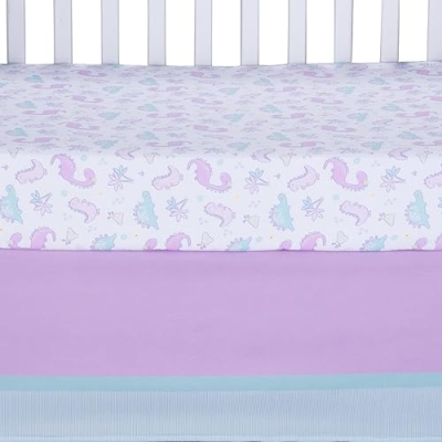 Baby Girl Crib Bedding Set, Sammy & Lou Tiny Dinos 4 Piece Nursery Set, Reversible Quilt, Plush Toy, 28 x 52 in 18 Product: Sammy & Lou Tiny Dinos 4-Piece Baby Nursery Crib Bedding Set for Girls, Includes Quilt, Fitted Crib Sheet, Crib Skirt, and Plush Toy