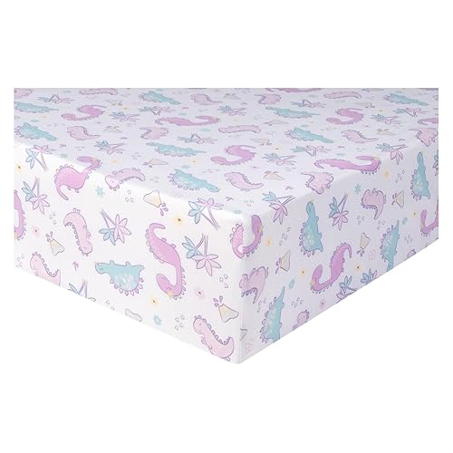 Baby Girl Crib Bedding Set, Sammy & Lou Tiny Dinos 4 Piece Nursery Set, Reversible Quilt, Plush Toy, 28 x 52 in 6 Product: Sammy & Lou Tiny Dinos 4-Piece Baby Nursery Crib Bedding Set for Girls, Includes Quilt, Fitted Crib Sheet, Crib Skirt, and Plush Toy