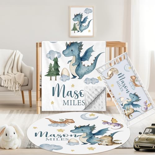 Product: Sunamd Custom Baby Crib Bedding Set, 3 Pcs Personalized Name Baby Crib Sets for Boys & Girls, Dinosaur Theme Nursery Bedding Set, Soft Toddler Bedding Crib Sets Customized Gifts for Infants