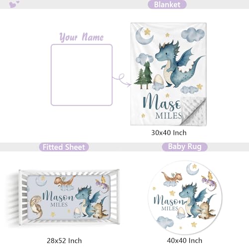 Product: Sunamd Custom Baby Crib Bedding Set, 3 Pcs Personalized Name Baby Crib Sets for Boys & Girls, Dinosaur Theme Nursery Bedding Set, Soft Toddler Bedding Crib Sets Customized Gifts for Infants