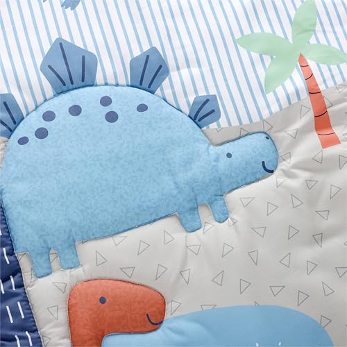 Product: Sweet baba Blue Dinosaur Crib Bedding Set for Baby Boy, 3 Pieces Nursery Set Including Quilt/Fitted Sheet/Crib Skirt