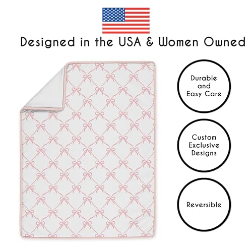 Pink Bows Baby Crib Bedding Set, Sweet Jojo Designs Girls Nursery, 3 Piece Microfiber, 41in. x 32in. 3 Product: Sweet Jojo Designs 3-Piece Baby Crib Bedding Set (Pink Bows) for Girls, Infants/Nursery incl. Blanket, Fitted Sheet and Cribskirt (Blush, Bow, Ballerina, Ballet Dancer, Princess Collection)