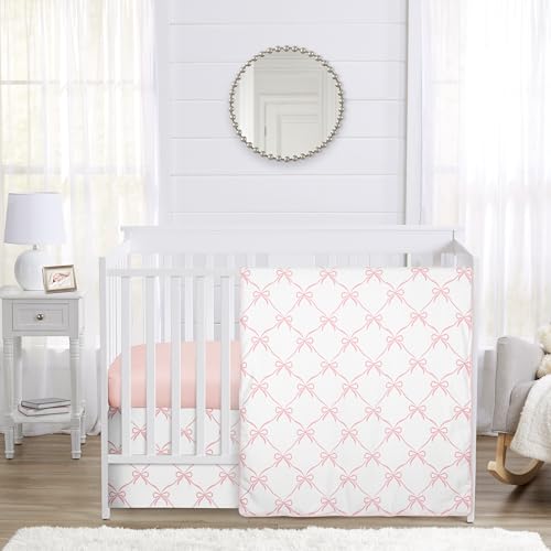 Sweet Jojo Designs 3-Piece Baby Crib Bedding Set (Pink Bows) for Girls, Infants/Nursery incl. Blanket, Fitted Sheet and Cribskirt (Blush, Bow, Ballerina, Ballet Dancer, Princess Collection) - Crib Bedding Sets Product: Sweet Jojo Designs 3-Piece Baby Crib Bedding Set (Pink Bows) for Girls, Infants/Nursery incl. Blanket, Fitted Sheet and Cribskirt (Blush, Bow, Ballerina, Ballet Dancer, Princess Collection)