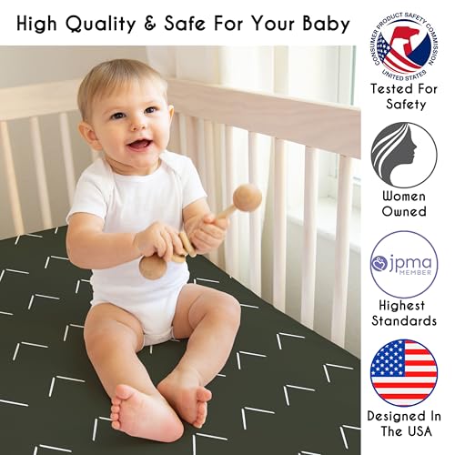 Product: Sweet Jojo Designs 4-Piece Baby Crib Bedding Set (Boho Chic Cotton) for Boys or Girls, Infants/Nursery incl. Blanket, Fitted Sheet, Skirt, Diaper Stacker (Sage Green Linen, Gender Neutral Farmhouse)