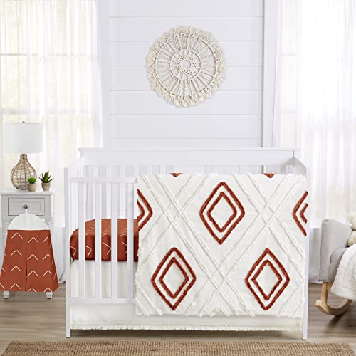 Sweet Jojo Designs 4-Piece Baby Crib Bedding Set (Boho Chic) for Boys or Girls, Infants/Nursery incl. Blanket, Fitted Sheet, Skirt, Diaper Stacker (Gender Neutral, Modern Farmhouse, Off White, Orange) - Crib Bedding Sets Product: Sweet Jojo Designs 4-Piece Baby Crib Bedding Set (Boho Chic) for Boys or Girls, Infants/Nursery incl. Blanket, Fitted Sheet, Skirt, Diaper Stacker (Gender Neutral, Modern Farmhouse, Off White, Orange)