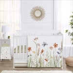 Product: Sweet Jojo Designs 4-Piece Baby Crib Bedding Set (Green Boho Floral) for Girls, Infants/Nursery incl. Blanket, Fitted Sheet, Skirt, Diaper Stacker (Flower, Garden, Bohemian, Farmhouse, Wildflower)