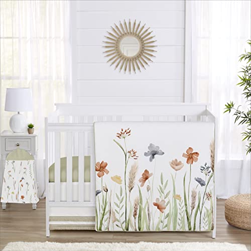 Sweet Jojo Designs 4-Piece Baby Crib Bedding Set (Green Boho Floral) for Girls, Infants/Nursery incl. Blanket, Fitted Sheet, Skirt, Diaper Stacker (Flower, Garden, Bohemian, Farmhouse, Wildflower) - Crib Bedding Sets Product: Sweet Jojo Designs 4-Piece Baby Crib Bedding Set (Green Boho Floral) for Girls, Infants/Nursery incl. Blanket, Fitted Sheet, Skirt, Diaper Stacker (Flower, Garden, Bohemian, Farmhouse, Wildflower)