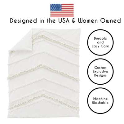 Product: Sweet Jojo Designs 4-Piece Baby Crib Bedding Set (Ivory Boho) for Boys or Girls, Infants/Nursery incl. Blanket, Fitted Sheet, Skirt, Diaper Stacker (Gender Neutral, Bohemian, Farmhouse, Minimalist)