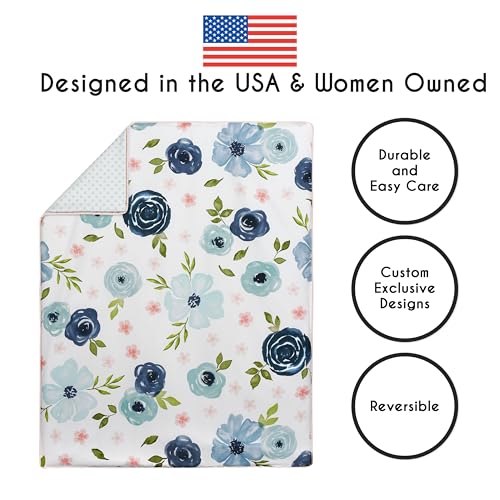 Product: Sweet Jojo Designs 4-Piece Baby Crib Bedding Set (Pink/Blue Boho Floral) for Girls, Infants/Nursery incl. Blanket, Fitted Sheet, Skirt, Diaper Stacker (Watercolor, Rose, Polka Dot, Shabby Chic, Navy)