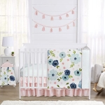 Product: Sweet Jojo Designs 4-Piece Baby Crib Bedding Set (Pink/Blue Boho Floral) for Girls, Infants/Nursery incl. Blanket, Fitted Sheet, Skirt, Diaper Stacker (Watercolor, Rose, Polka Dot, Shabby Chic, Navy)