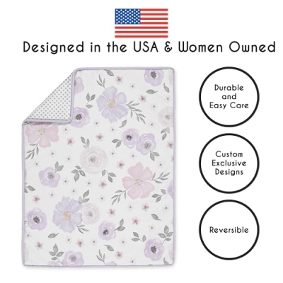 Sweet Jojo Designs Purple Grey Boho Floral Baby Crib Bedding Set, Girls Nursery, 4 Piece, 45in. x 36in. 9 Product: Sweet Jojo Designs 4-Piece Baby Crib Bedding Set (Purple/Grey Boho Floral) for Girls, Infants/Nursery incl. Blanket, Fitted Sheet, Skirt, Diaper Stacker (Watercolor, Polka Dot, Shabby Chic, Lavender)