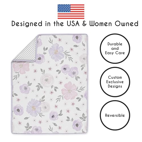 Sweet Jojo Designs Purple Grey Boho Floral Baby Crib Bedding Set, Girls Nursery, 4 Piece, 45in. x 36in. 3 Product: Sweet Jojo Designs 4-Piece Baby Crib Bedding Set (Purple/Grey Boho Floral) for Girls, Infants/Nursery incl. Blanket, Fitted Sheet, Skirt, Diaper Stacker (Watercolor, Polka Dot, Shabby Chic, Lavender)