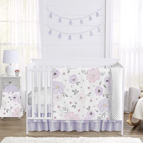 Sweet Jojo Designs 4-Piece Baby Crib Bedding Set (Purple/Grey Boho Floral) for Girls, Infants/Nursery incl. Blanket, Fitted Sheet, Skirt, Diaper Stacker (Watercolor, Polka Dot, Shabby Chic, Lavender) - Crib Bedding Sets Product: Sweet Jojo Designs 4-Piece Baby Crib Bedding Set (Purple/Grey Boho Floral) for Girls, Infants/Nursery incl. Blanket, Fitted Sheet, Skirt, Diaper Stacker (Watercolor, Polka Dot, Shabby Chic, Lavender)