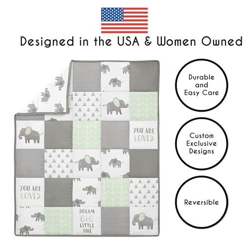 Sweet Jojo Designs Safari Elephants Baby Crib Bedding Set, Boys Girls Nursery Set, Blanket Sheet Skirt Diaper Stacker, 45in x 36in 3 Product: Sweet Jojo Designs 4-Piece Baby Crib Bedding Set (Safari Elephants) for Boys or Girls, Infants/Nursery incl. Blanket, Fitted Sheet, Skirt, Diaper Stacker (Jungle, Elephant, Geometric, Green, Grey)