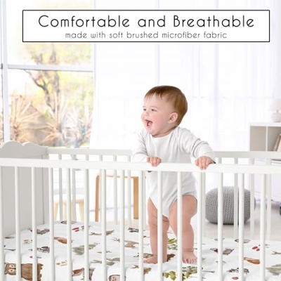 Product: Sweet Jojo Designs 4-Piece Baby Crib Bedding Set (Woodland Animals) for Boys or Girls, Infants/Nursery incl. Blanket, Fitted Sheet, Skirt, Diaper Stacker (Neutral Theme, Forest Animal, Bear, Hedgehog)