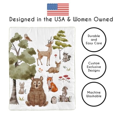 Product: Sweet Jojo Designs 4-Piece Baby Crib Bedding Set (Woodland Animals) for Boys or Girls, Infants/Nursery incl. Blanket, Fitted Sheet, Skirt, Diaper Stacker (Neutral Theme, Forest Animal, Bear, Hedgehog)