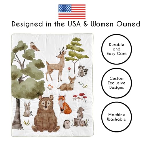 Product: Sweet Jojo Designs 4-Piece Baby Crib Bedding Set (Woodland Animals) for Boys or Girls, Infants/Nursery incl. Blanket, Fitted Sheet, Skirt, Diaper Stacker (Neutral Theme, Forest Animal, Bear, Hedgehog)