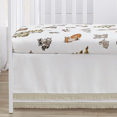 Product: Sweet Jojo Designs 4-Piece Baby Crib Bedding Set (Woodland Animals) for Boys or Girls, Infants/Nursery incl. Blanket, Fitted Sheet, Skirt, Diaper Stacker (Neutral Theme, Forest Animal, Bear, Hedgehog)