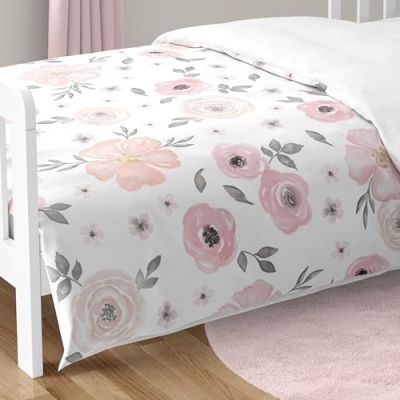 Product: Sweet Jojo Designs 5-Piece Toddler Bedding Set (Pink/Grey Boho Floral) for Girls, Kids incl. Bed in a Bag Comforter, Blanket, Pillowcase, Sham & Sheets (Watercolor, Elegant Rose, Farmhouse, Nature)