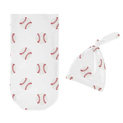 Product: Sweet Jojo Designs Baseball Baby Boy Cocoon and Beanie Hat 2pc Set Jersey Stretch Knit Sleeping Bag for Infant Newborn Nursery Sleep Wrap Sack - Red and White Americana Sports