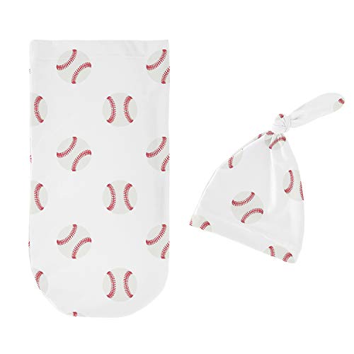 Product: Sweet Jojo Designs Baseball Baby Boy Cocoon and Beanie Hat 2pc Set Jersey Stretch Knit Sleeping Bag for Infant Newborn Nursery Sleep Wrap Sack - Red and White Americana Sports