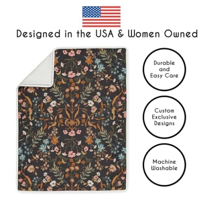 Product: Sweet Jojo Designs Black Boho Floral Baby Crib Bedding Set for Girls 6pc - BreathableBaby Breathable Mesh Crib Liner Nursery Blanket Fitted Sheet - Wildflower Vintage Orange Teal Bohemian Farmhouse
