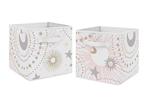 Sweet Jojo Designs Blush Pink, Gold and Grey Star and Moon Organizer Storage Bins for Celestial Collection - Set of 2 - Crib Bedding Sets Product: Sweet Jojo Designs Blush Pink, Gold and Grey Star and Moon Organizer Storage Bins for Celestial Collection - Set of 2