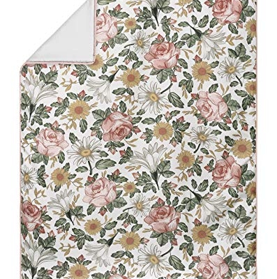 Product: Sweet Jojo Designs Blush Pink Yellow Vintage Floral Boho Girl Baby Crib Bedding Set Infant Nursery BreathableBaby Breathable Mesh Crib Liner Blanket Sheet Skirt 6 PC Bohemian Shabby Chic Rose Flower