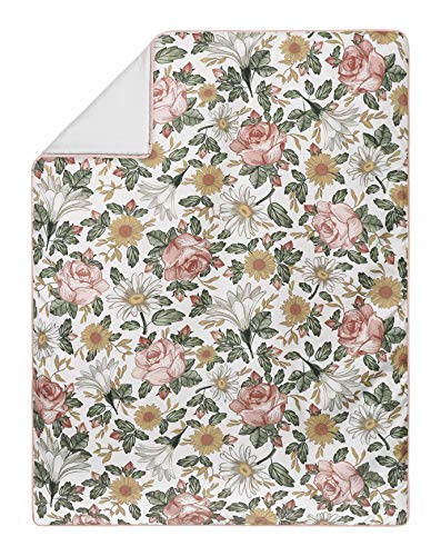 Product: Sweet Jojo Designs Blush Pink Yellow Vintage Floral Boho Girl Baby Crib Bedding Set Infant Nursery BreathableBaby Breathable Mesh Crib Liner Blanket Sheet Skirt 6 PC Bohemian Shabby Chic Rose Flower