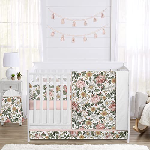 Product: Sweet Jojo Designs Blush Pink Yellow Vintage Floral Boho Girl Baby Crib Bedding Set Infant Nursery BreathableBaby Breathable Mesh Crib Liner Blanket Sheet Skirt 6 PC Bohemian Shabby Chic Rose Flower