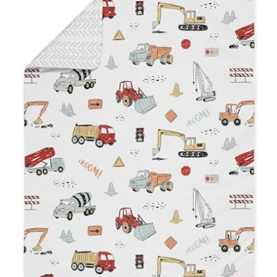 Product: Sweet Jojo Designs Construction Truck Boy Toddler Kid Childrens Comforter Bedding Set - 5 Pieces Comforter, Sham and Sheets - Grey Yellow Orange Red and Blue Transportation Chevron Arrow