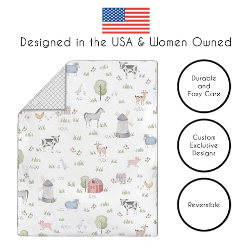 Product: Sweet Jojo Designs Farm Animals Baby Boy or Girl Nursery Crib Bedding Set - 4 Pieces - Watercolor Farmhouse Lattice Horse Cow Sheep Pig