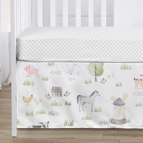 Product: Sweet Jojo Designs Farm Animals Baby Boy or Girl Nursery Crib Bedding Set - 4 Pieces - Watercolor Farmhouse Lattice Horse Cow Sheep Pig