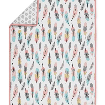 Sweet Jojo Designs Feather Baby Girls 4 Piece Crib Bedding Set, Multicolored Feather Grey Tribal Aqua Coral Nursery, 45in x 36in 9 Product: Sweet Jojo Designs Feather Baby Girls 4 Piece Crib Bedding Set