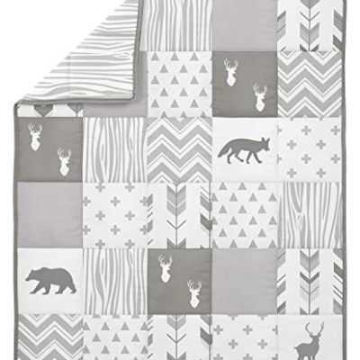 Product: Sweet Jojo Designs Grey and White Woodsy Deer Boy, Girl, Unisex Baby Crib Bedding Set 4 Pieces