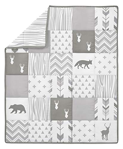 Product: Sweet Jojo Designs Grey and White Woodsy Deer Boy, Girl, Unisex Baby Crib Bedding Set 4 Pieces