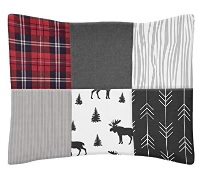 Sweet Jojo Designs Woodland Plaid Arrow Rustic Patch Boy Bedding Set, Grey Black Red Flannel Moose Gray, 5 Pieces 60x48in 6 Product: Sweet Jojo Designs Grey, Black and Red Woodland Plaid and Arrow Rustic Patch Boy Toddler Kid Childrens Bedding Set 5 Pieces Comforter, Sham and Sheets - Flannel Moose Gray