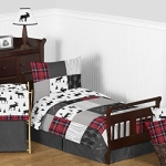 Product: Sweet Jojo Designs Grey, Black and Red Woodland Plaid and Arrow Rustic Patch Boy Toddler Kid Childrens Bedding Set 5 Pieces Comforter, Sham and Sheets - Flannel Moose Gray