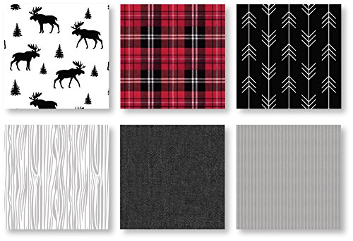 Sweet Jojo Designs Woodland Plaid Arrow Rustic Patch Boy Bedding Set, Grey Black Red Flannel Moose Gray, 5 Pieces 60x48in 4 Product: Sweet Jojo Designs Grey, Black and Red Woodland Plaid and Arrow Rustic Patch Boy Toddler Kid Childrens Bedding Set 5 Pieces Comforter, Sham and Sheets - Flannel Moose Gray