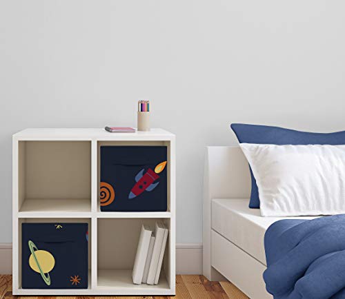 Space Galaxy Storage Bins, Navy Blue Planets Organizer Bins, Sweet Jojo Designs Set of 2, 11in x 10.5in x 10.5in 1 Product: Sweet Jojo Designs Navy Blue Planets Organizer Storage Bins for Space Galaxy Collection - Set of 2