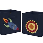 Product: Sweet Jojo Designs Navy Blue Planets Organizer Storage Bins for Space Galaxy Collection - Set of 2