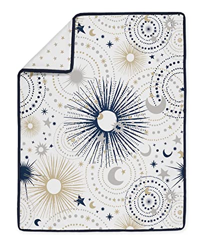 Product: Sweet Jojo Designs Navy Blue Star Moon Boy Girl Gender Neutral Baby Crib Bedding Set Infant Nursery Room BreathableBaby Breathable Mesh Crib Liner Blanket Fitted Sheet Skirt 6p Celestial Shabby Chic