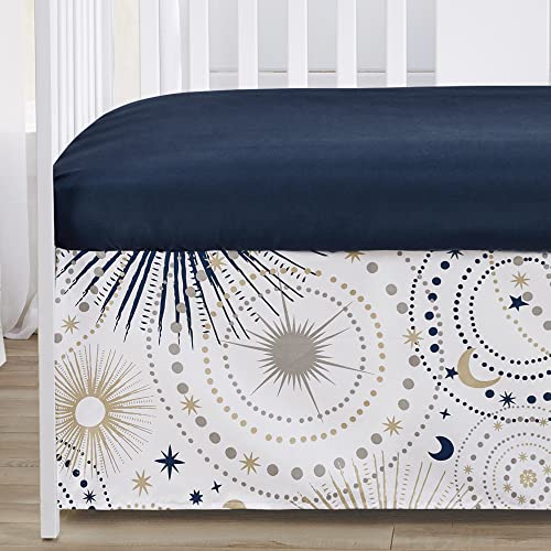 Product: Sweet Jojo Designs Navy Blue Star Moon Boy Girl Gender Neutral Baby Crib Bedding Set Infant Nursery Room BreathableBaby Breathable Mesh Crib Liner Blanket Fitted Sheet Skirt 6p Celestial Shabby Chic