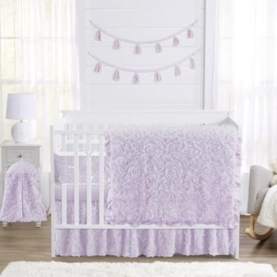 Product: Sweet Jojo Designs Purple Floral Rose Girl Baby Crib Bedding Set Infant Nursery Room BreathableBaby Breathable Mesh Crib Liner 6p Solid Light Lavender Flower Elegant Princess Vintage Boho Shabby Chic