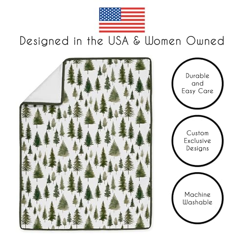 Sweet Jojo Designs Sage Green Woodland Baby Crib Bedding Set, Unisex 4 Piece Nursery Bundle, 45in x 36in 3 Product: Sweet Jojo Designs Sage Green Woodland Boy Girl Gender Neutral Unisex Baby Crib Bedding Set Infant Nursery Blanket Fitted Sheet Skirt Diaper Stacker 4p Forest Themed Nature Pine Tree Watercolor Fringe