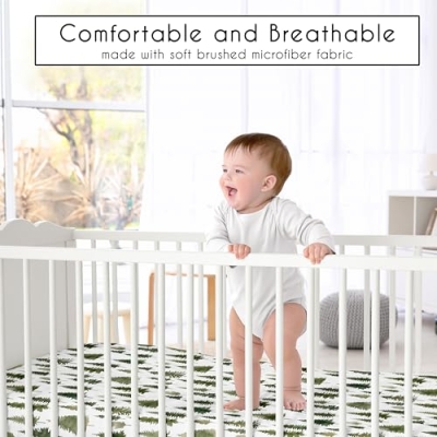 Sweet Jojo Designs Sage Green Woodland Baby Crib Bedding Set, Unisex 4 Piece Nursery Bundle, 45in x 36in 10 Product: Sweet Jojo Designs Sage Green Woodland Boy Girl Gender Neutral Unisex Baby Crib Bedding Set Infant Nursery Blanket Fitted Sheet Skirt Diaper Stacker 4p Forest Themed Nature Pine Tree Watercolor Fringe