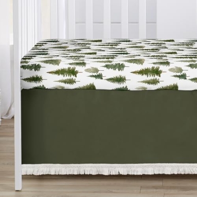 Sweet Jojo Designs Sage Green Woodland Baby Crib Bedding Set, Unisex 4 Piece Nursery Bundle, 45in x 36in 11 Product: Sweet Jojo Designs Sage Green Woodland Boy Girl Gender Neutral Unisex Baby Crib Bedding Set Infant Nursery Blanket Fitted Sheet Skirt Diaper Stacker 4p Forest Themed Nature Pine Tree Watercolor Fringe