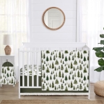 Product: Sweet Jojo Designs Sage Green Woodland Boy Girl Gender Neutral Unisex Baby Crib Bedding Set Infant Nursery Blanket Fitted Sheet Skirt Diaper Stacker 4p Forest Themed Nature Pine Tree Watercolor Fringe